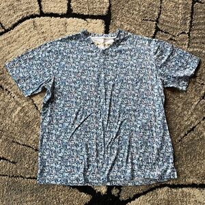 Robert Graham Blue Multi Floral Short-Sleeve Tee Medium